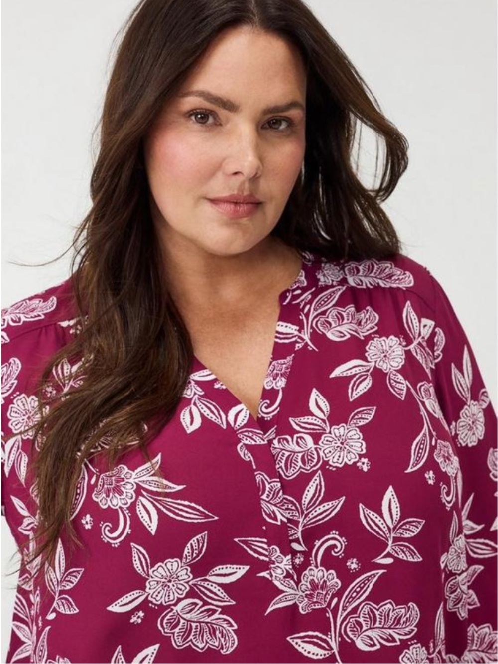 Torrid Harper Georgette 3/4 Sleeve Blouse Size 00 (10) Thrill Floral Purple NWT - Picture 4 of 7
